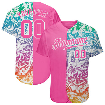 Custom 3D Pattern Design Tropical Palm Leaves Authentic Baseball Jersey