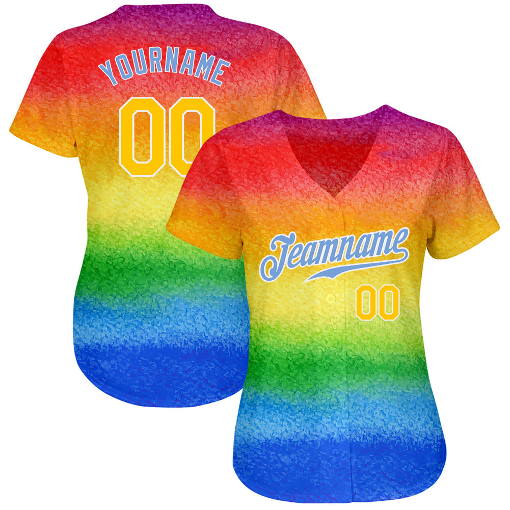 Custom Rainbow For Pride Month Love Is Love LGBT Authentic Baseball Jersey