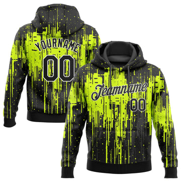 Custom Stitched Neon Green Black-White 3D Pattern Design Sports Pullover Sweatshirt Hoodie