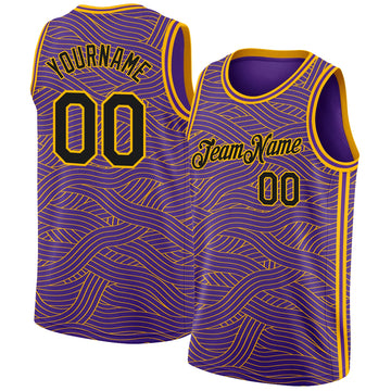 Custom Purple Black-Gold Authentic City Edition Basketball Jersey