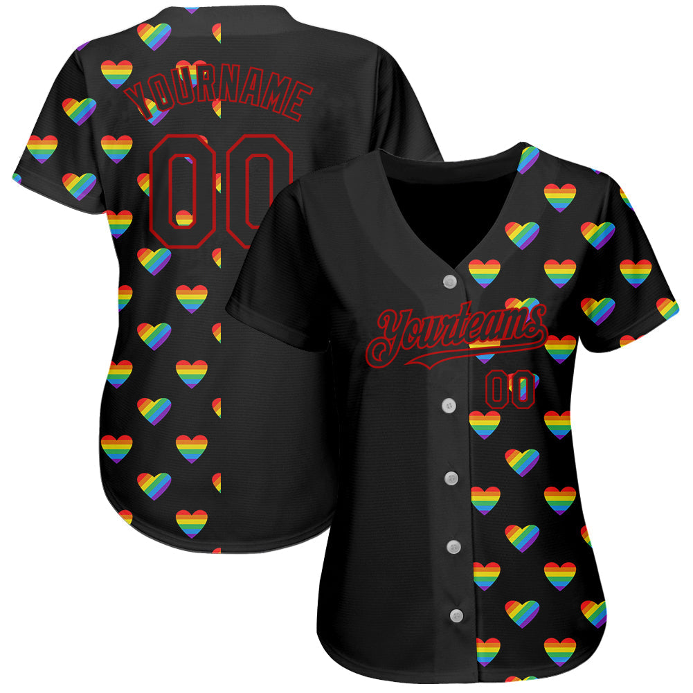 Custom Rainbow For Pride Month Love Is Love LGBT 3D Authentic Baseball Jersey