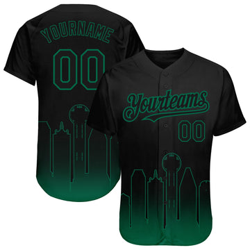 Custom Black Kelly Green 3D Dallas City Edition Fade Fashion Authentic Baseball Jersey