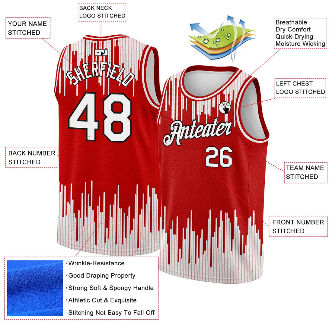 Custom Red White-Black Abstract Vertical Lines Authentic City Edition Basketball Jersey