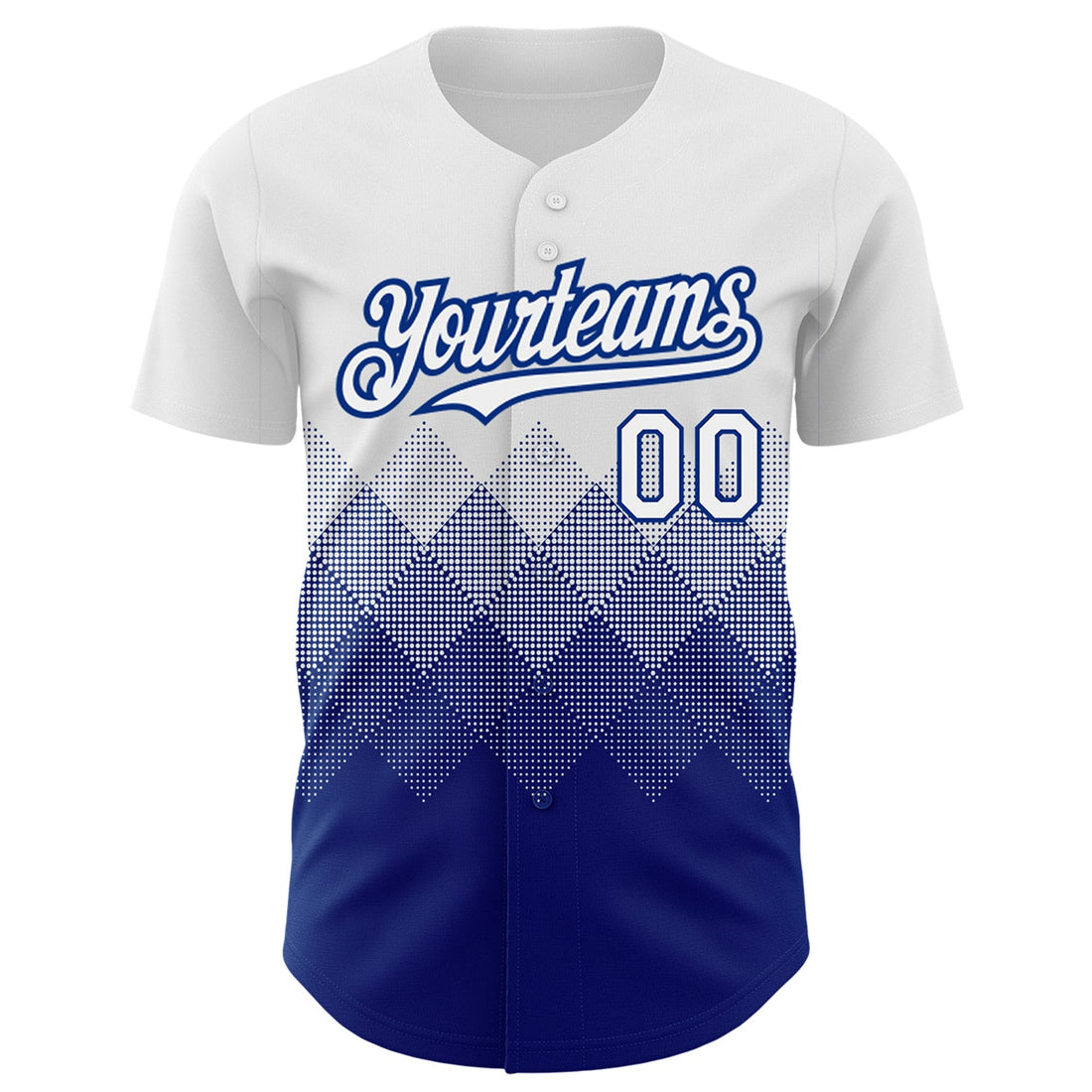 Custom White Royal 3D Pattern Design Gradient Square Shapes Authentic Baseball Jersey