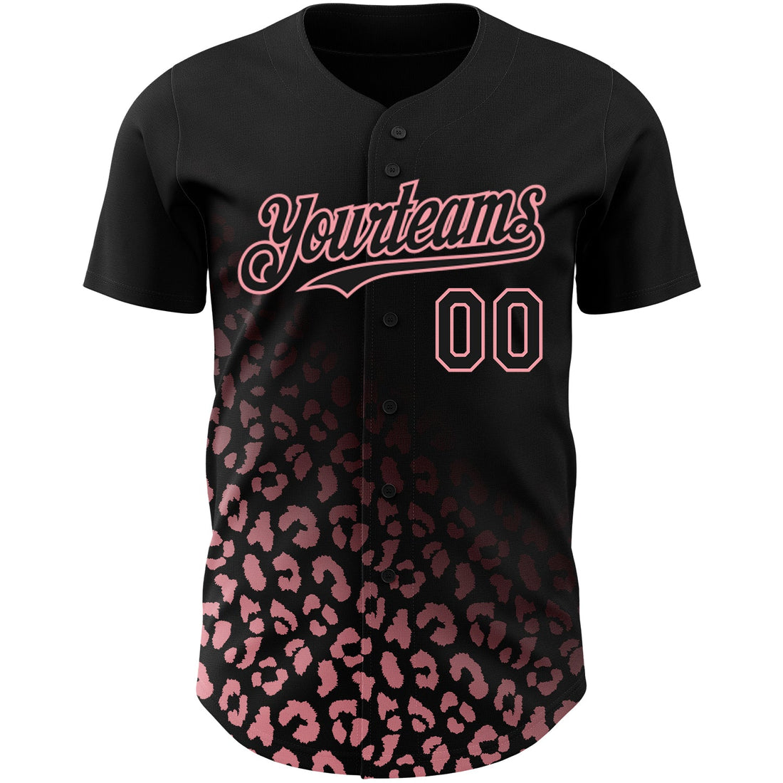 Custom Black Medium Pink 3D Pattern Design Leopard Print Fade Fashion Authentic Baseball Jersey