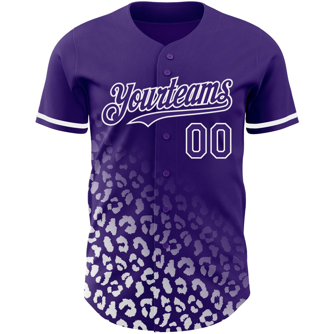 Custom Purple White 3D Pattern Design Leopard Print Fade Fashion Authentic Baseball Jersey