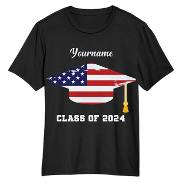 Custom Black White 3D Graduation Performance T-Shirt