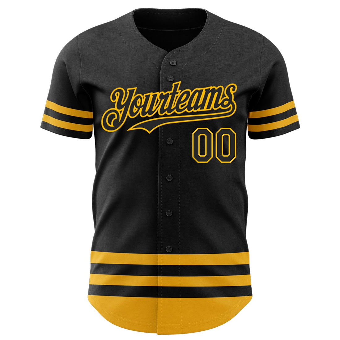 Custom Black Gold Line Authentic Baseball Jersey