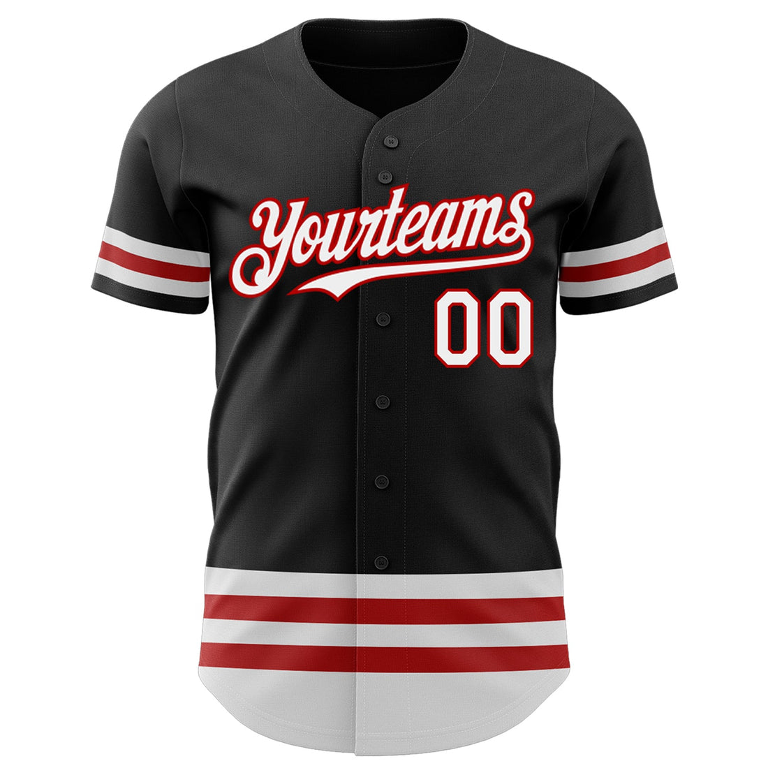 Custom Black White-Red Line Authentic Baseball Jersey