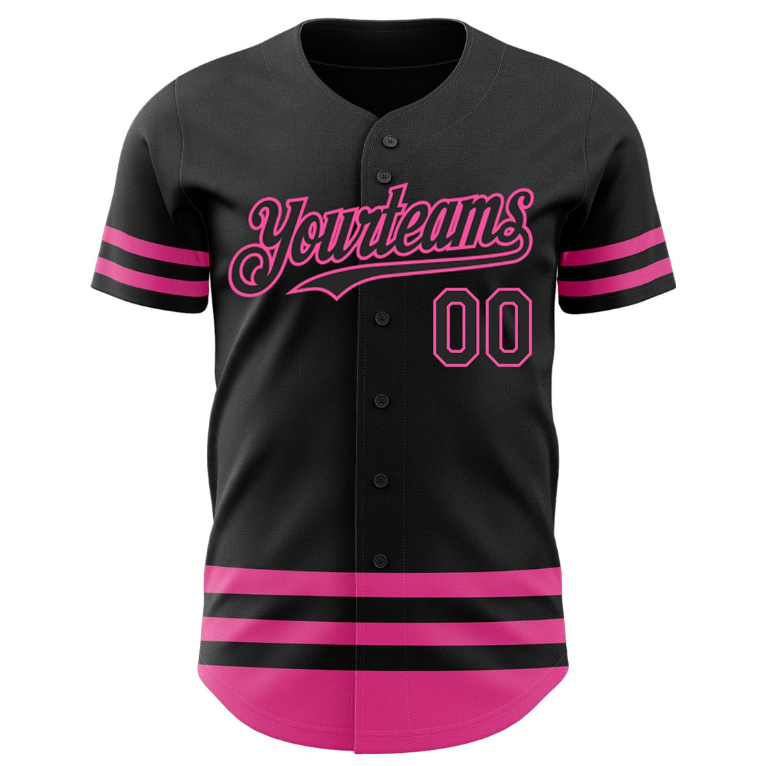 Custom Black Pink Line Authentic Baseball Jersey