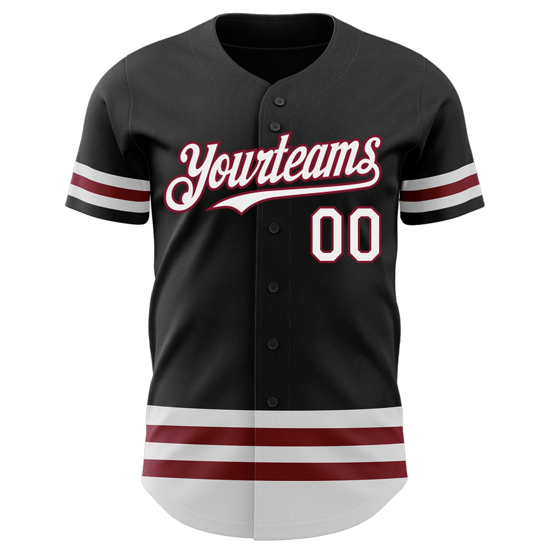 Custom Black White-Crimson Line Authentic Baseball Jersey