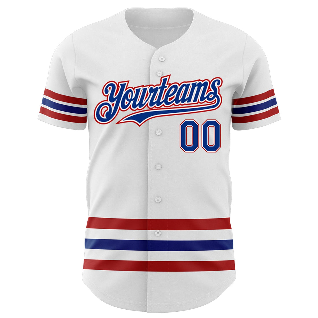 Custom White Royal-Red Line Authentic Baseball Jersey