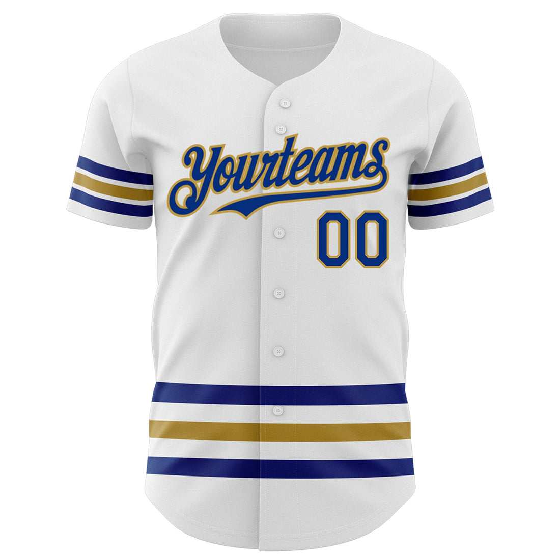 Custom White Royal-Old Gold Line Authentic Baseball Jersey