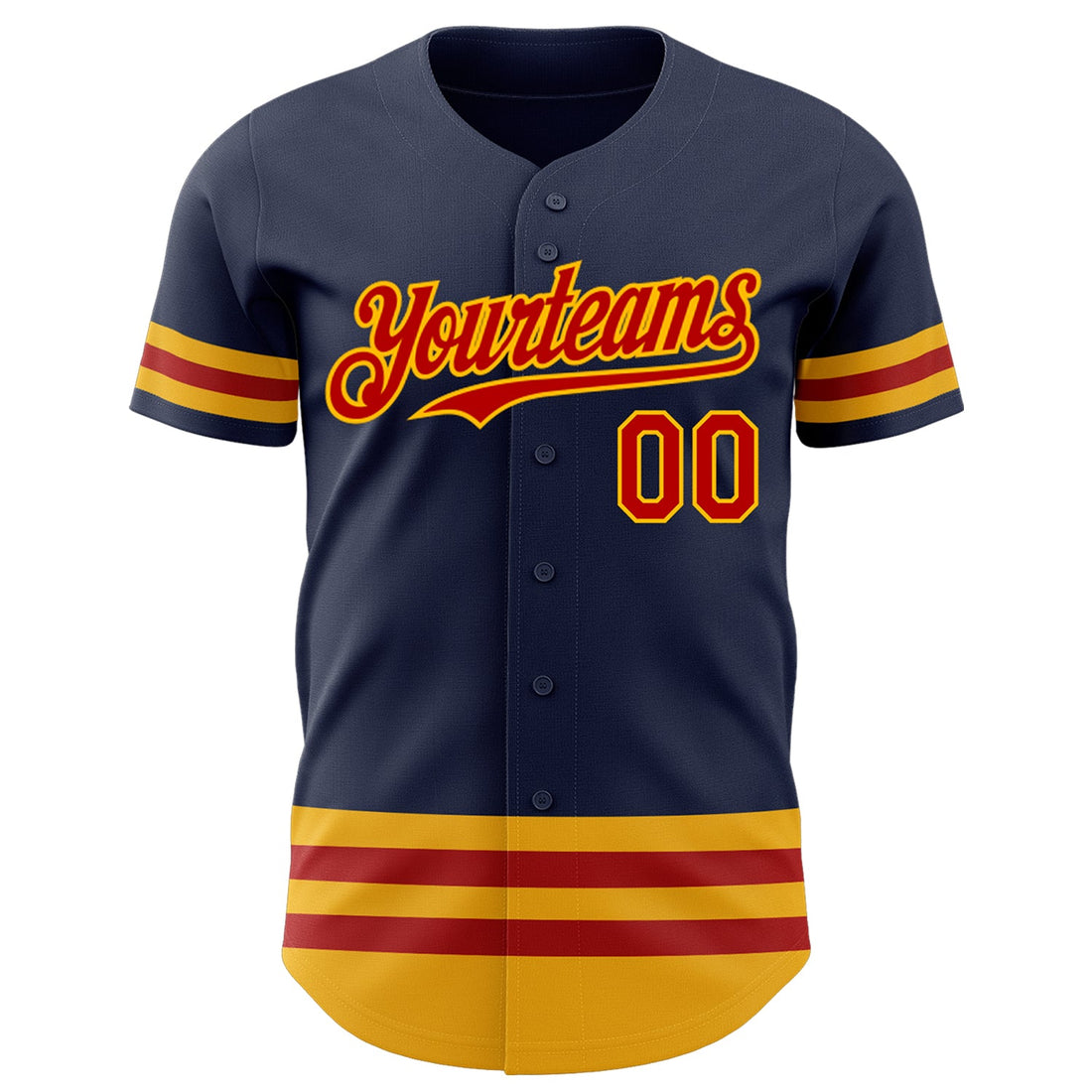 Custom Navy Red-Gold Line Authentic Baseball Jersey