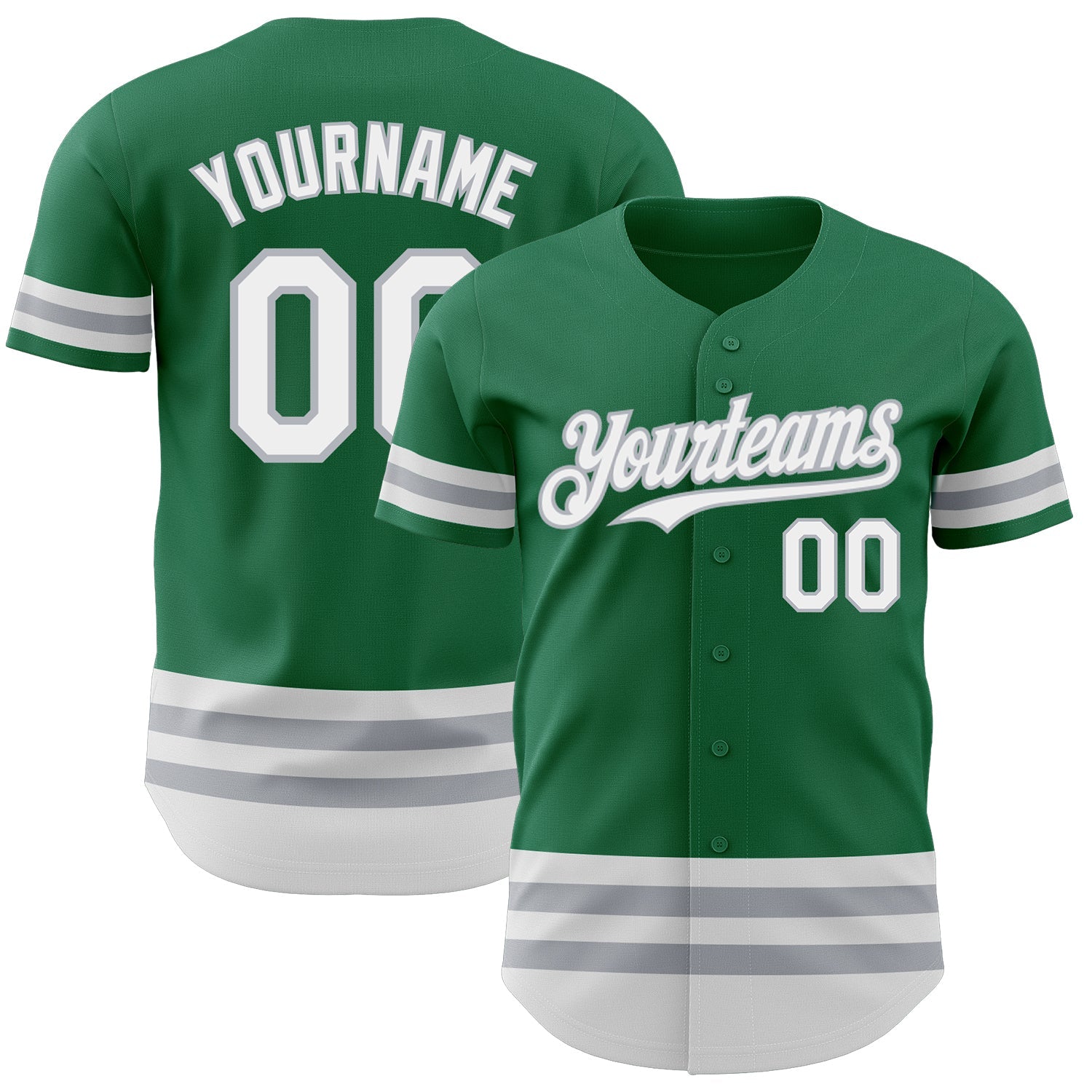 Custom Kelly Green White-Gray Line Authentic Baseball Jersey