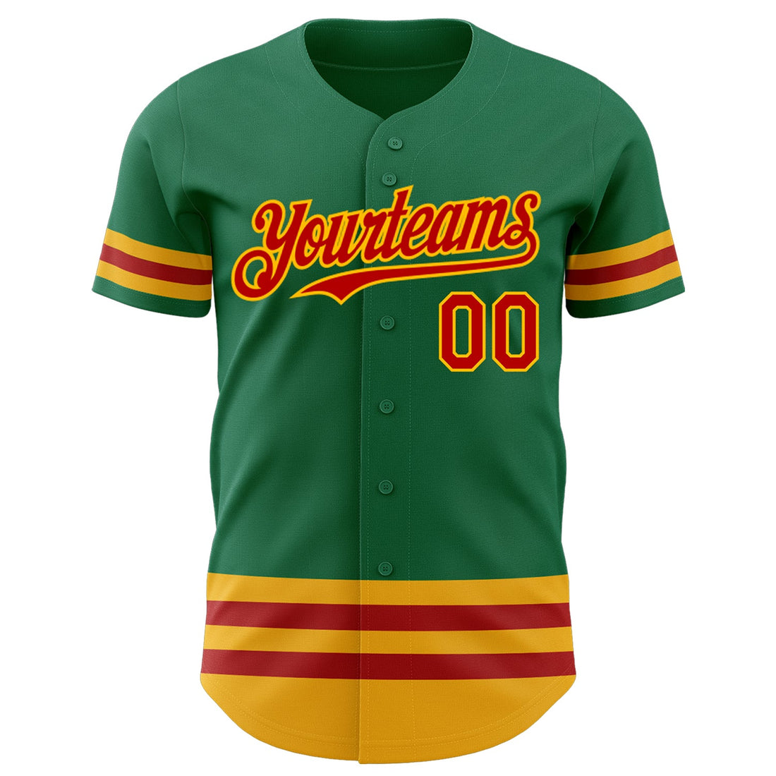 Custom Kelly Green Red-Gold Line Authentic Baseball Jersey