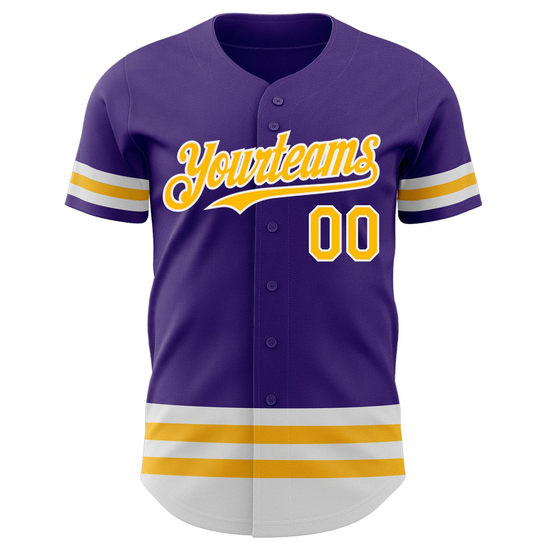 Custom Purple Gold-White Line Authentic Baseball Jersey