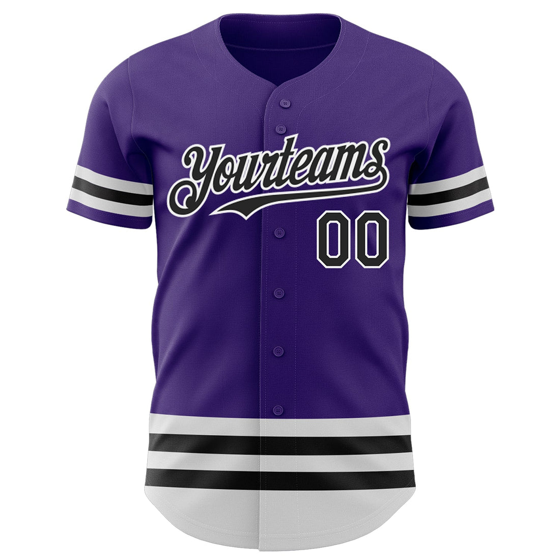 Custom Purple Black-White Line Authentic Baseball Jersey