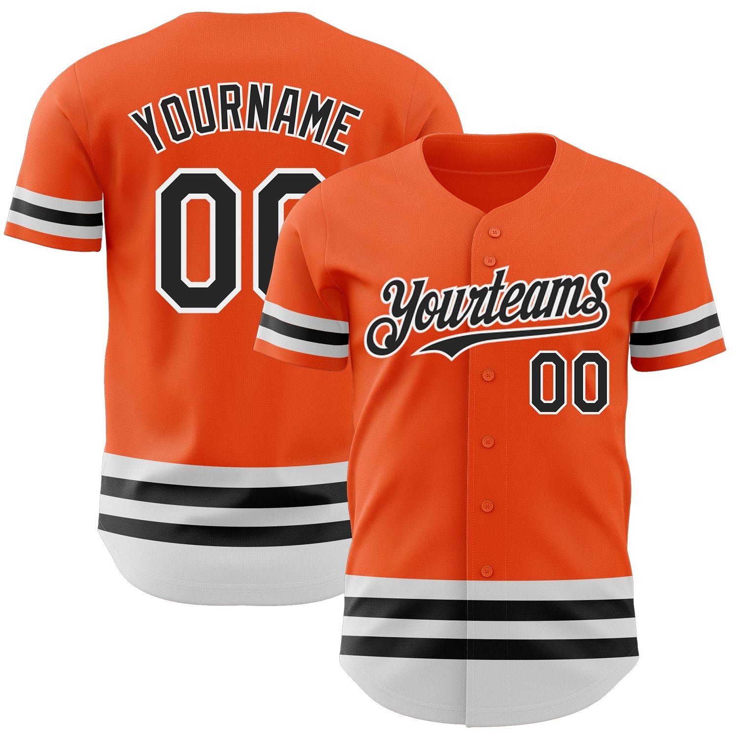 Custom Orange Black-White Line Authentic Baseball Jersey