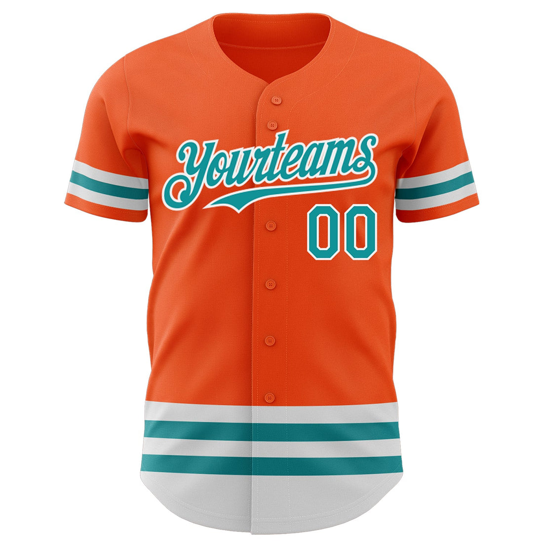 Custom Orange Teal-White Line Authentic Baseball Jersey