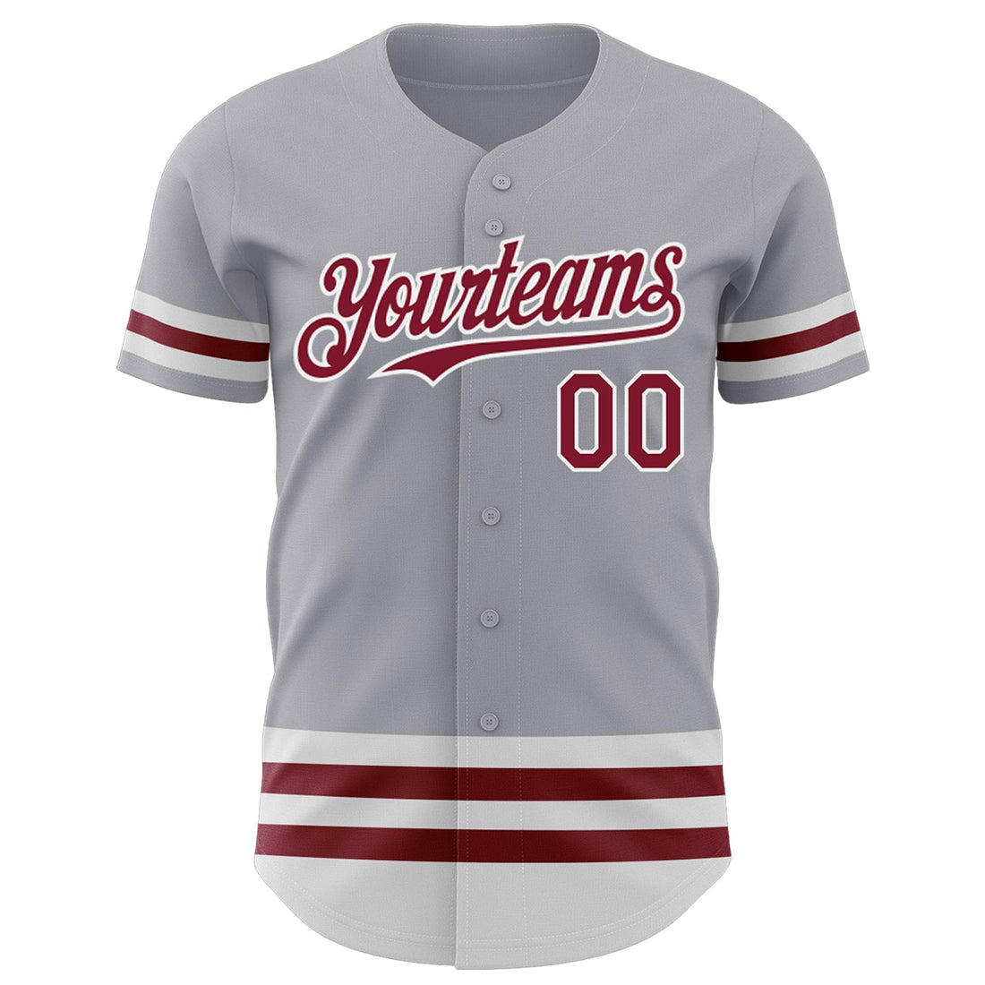 Custom Gray Crimson-White Line Authentic Baseball Jersey