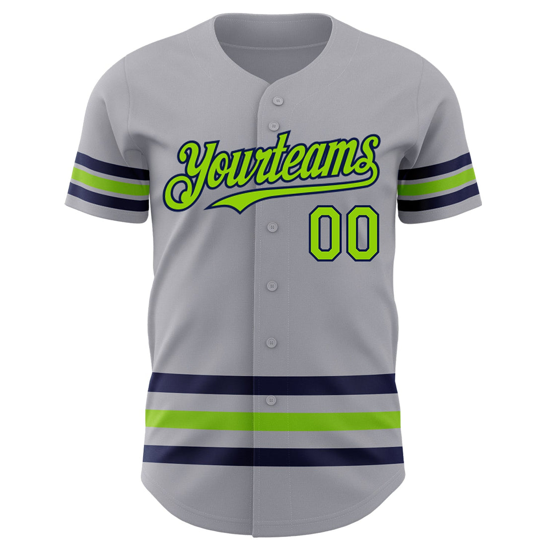 Custom Gray Neon Green-Navy Line Authentic Baseball Jersey