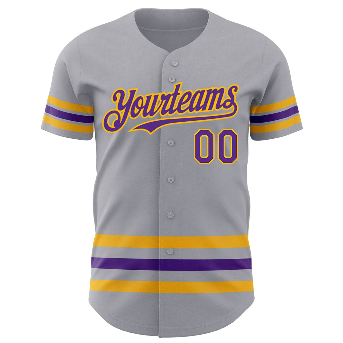 Custom Gray Purple-Gold Line Authentic Baseball Jersey