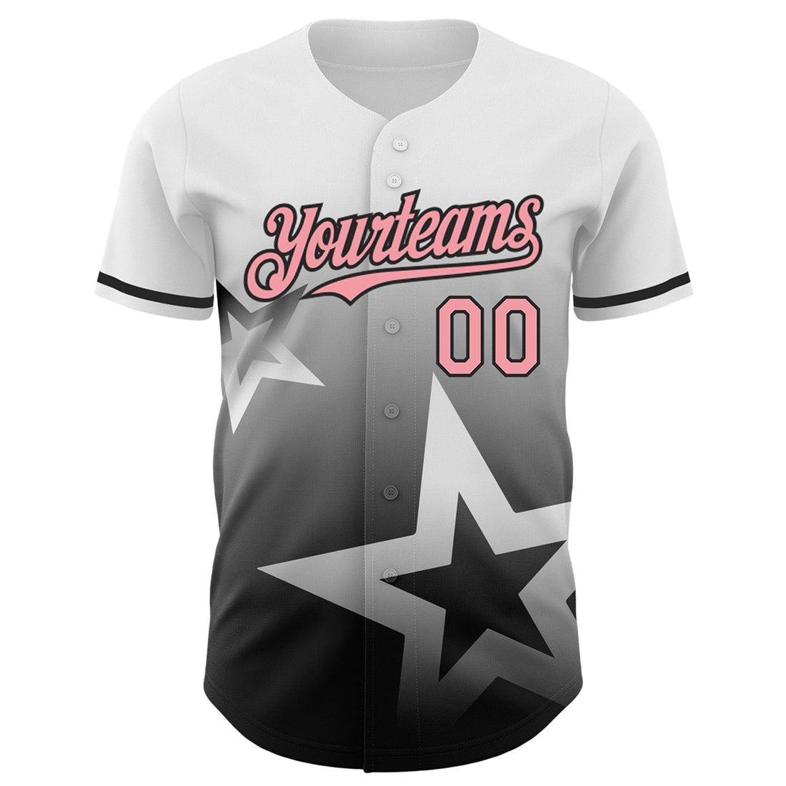 Custom White Medium Pink-Black 3D Pattern Design Gradient Style Twinkle Star Authentic Baseball Jersey