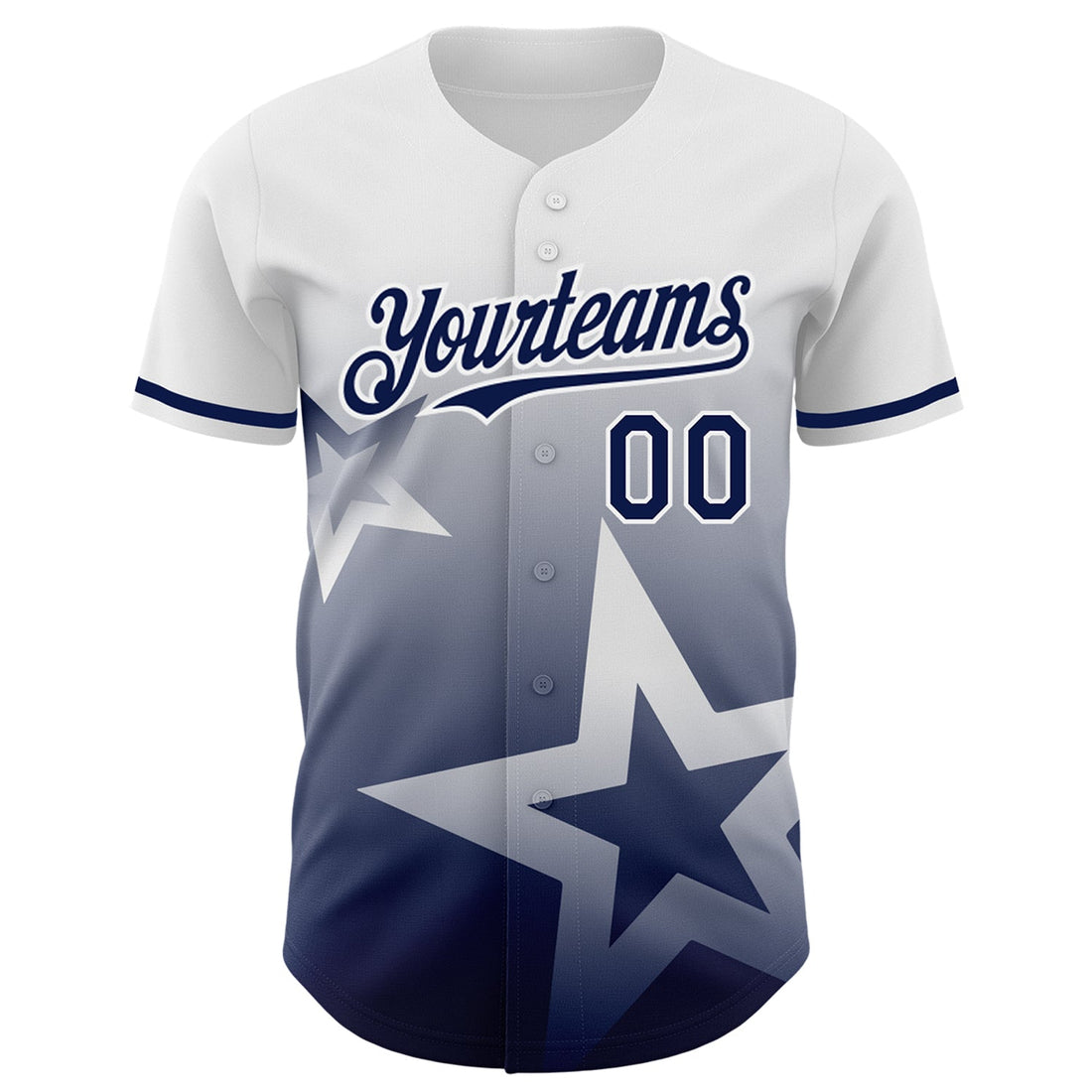 Custom White Navy 3D Pattern Design Gradient Style Twinkle Star Authentic Baseball Jersey