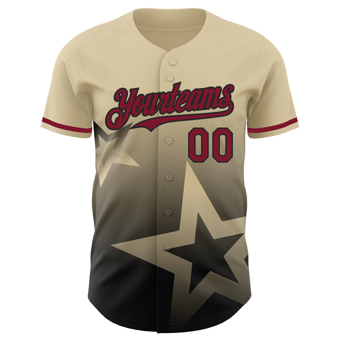 Custom Cream Crimson-Black 3D Pattern Design Gradient Style Twinkle Star Authentic Baseball Jersey