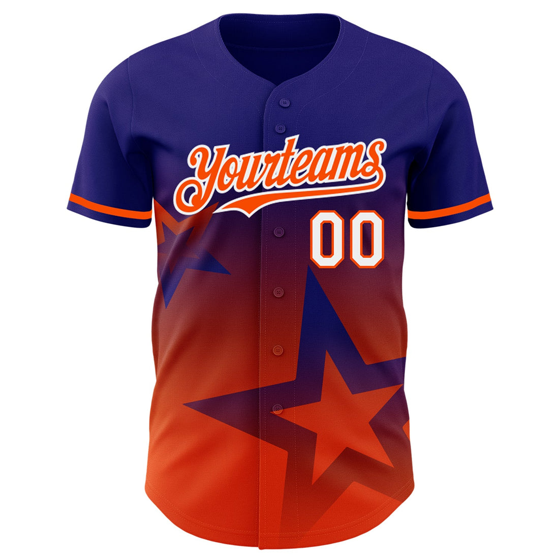 Custom Dark Purple Orange-White 3D Pattern Design Gradient Style Twinkle Star Authentic Baseball Jersey