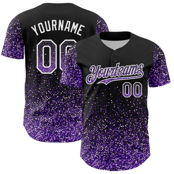 Custom Black Purple-White 3D Pattern Design Abstract Colorful Glittering Dot Authentic Baseball Jersey