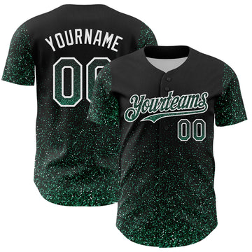 Custom Black Kelly Green-White 3D Pattern Design Abstract Colorful Glittering Dot Authentic Baseball Jersey