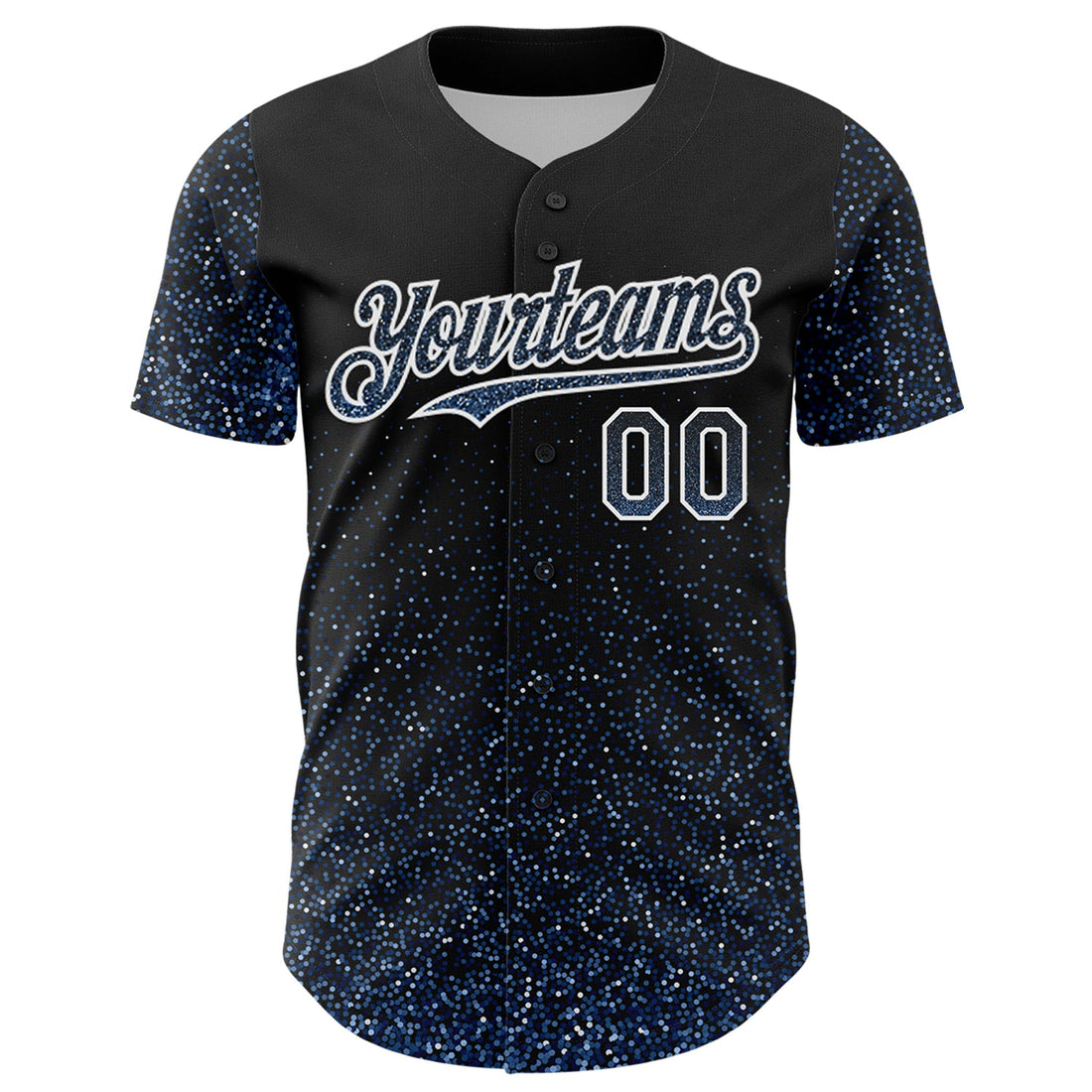 Custom Black Light Blue-White 3D Pattern Design Abstract Colorful Glittering Dot Authentic Baseball Jersey