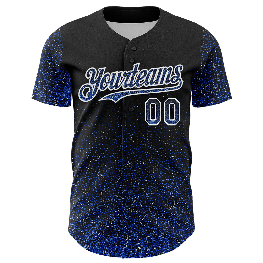 Custom Black Thunder Blue-White 3D Pattern Design Abstract Colorful Glittering Dot Authentic Baseball Jersey