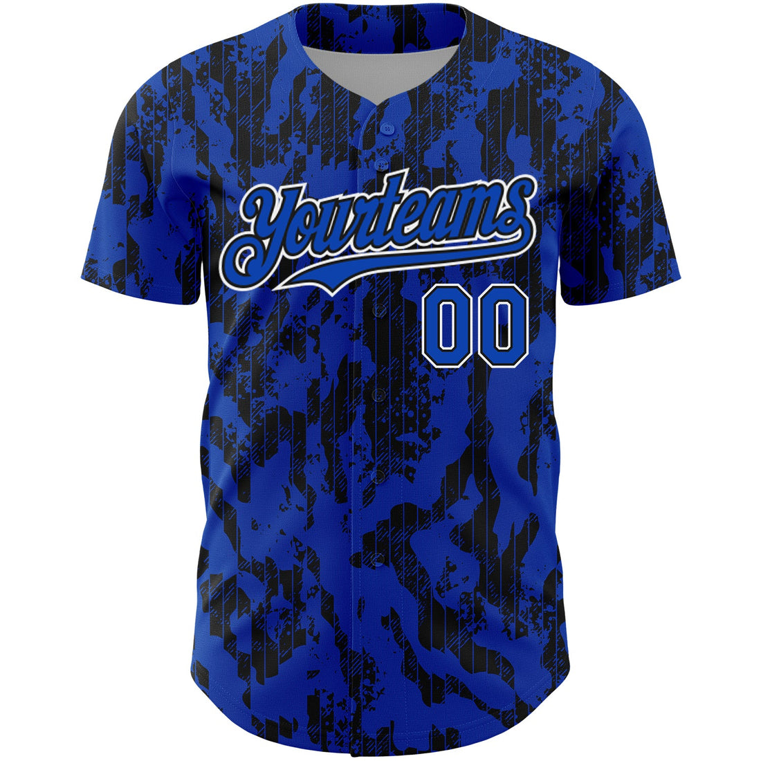 Custom Thunder Blue Black-White 3D Pattern Design Abstract Fluid Authentic Baseball Jersey