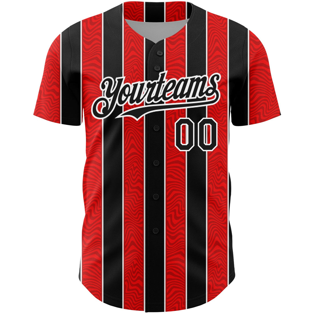 Custom Red Black-White 3D Pattern Design Stripe Authentic Baseball Jersey