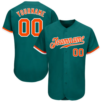 Custom Teal Orange-White Authentic Baseball Jersey