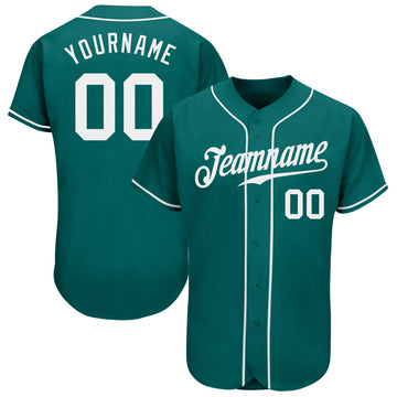 Custom Teal White Authentic Baseball Jersey