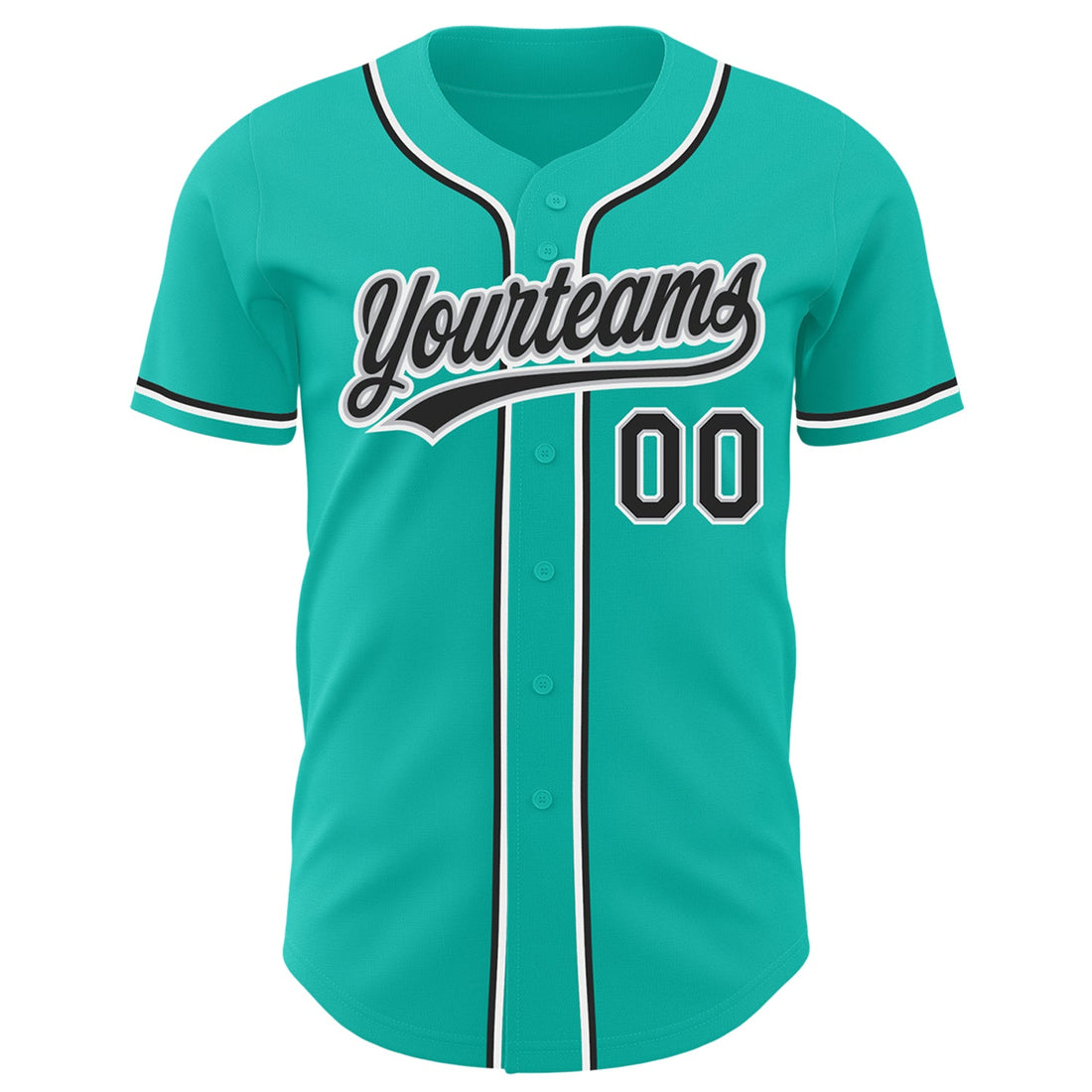 Custom Aqua Black-Gray Authentic Baseball Jersey