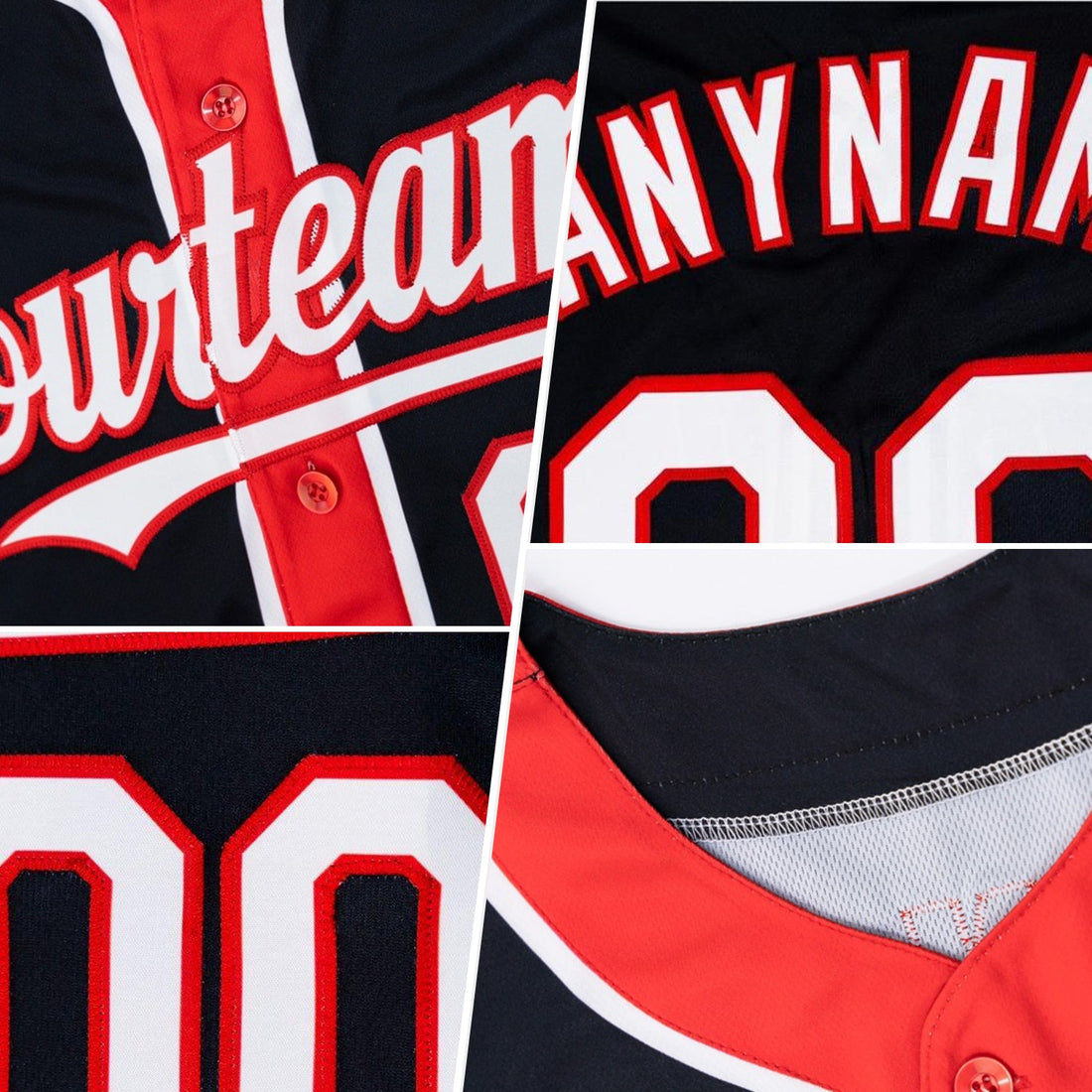 Custom Crimson White-Black 3 Colors Arm Shapes Authentic Baseball Jersey