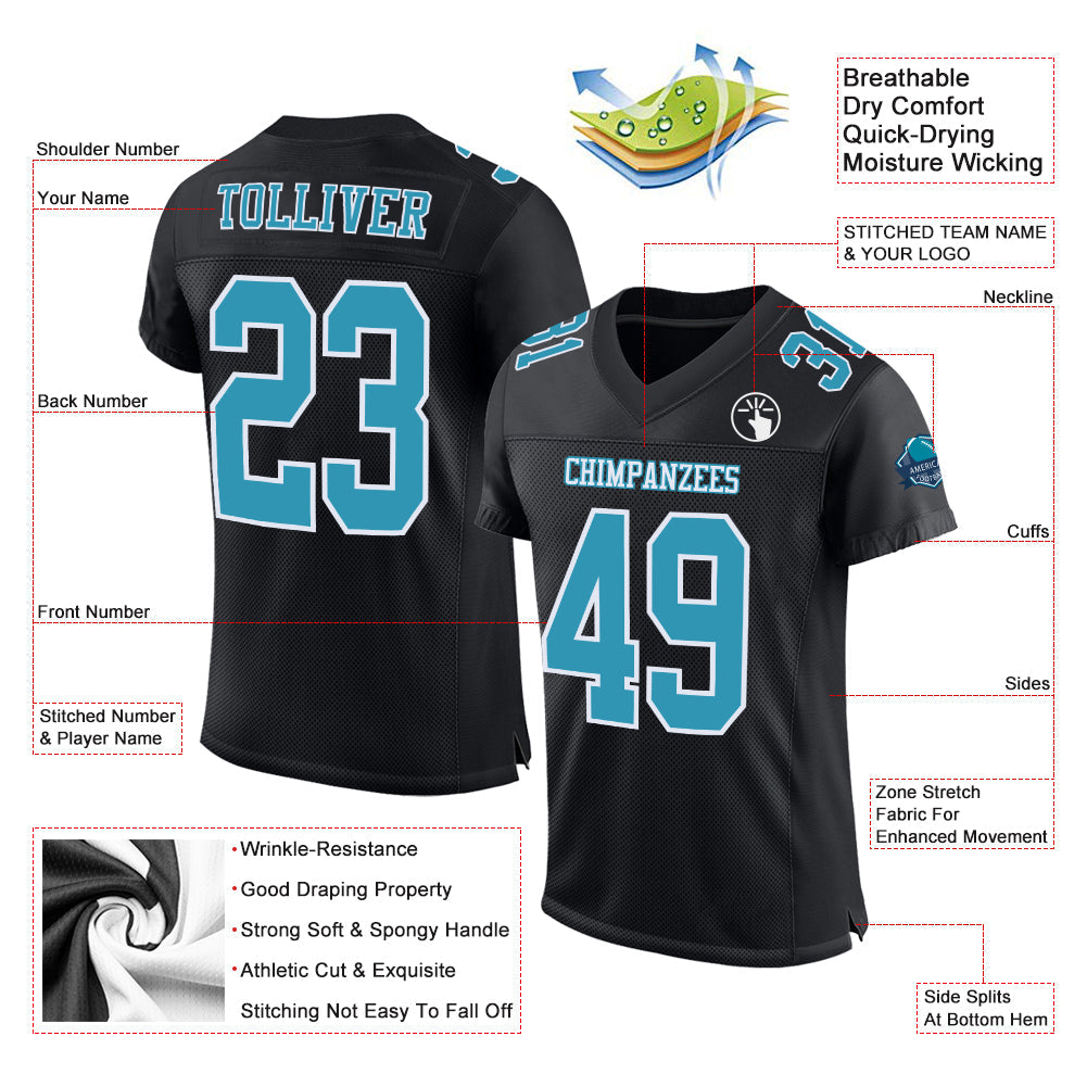 Custom Black Panther Blue-White Mesh Authentic Football Jersey