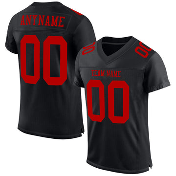 Custom Black Red Mesh Authentic Football Jersey