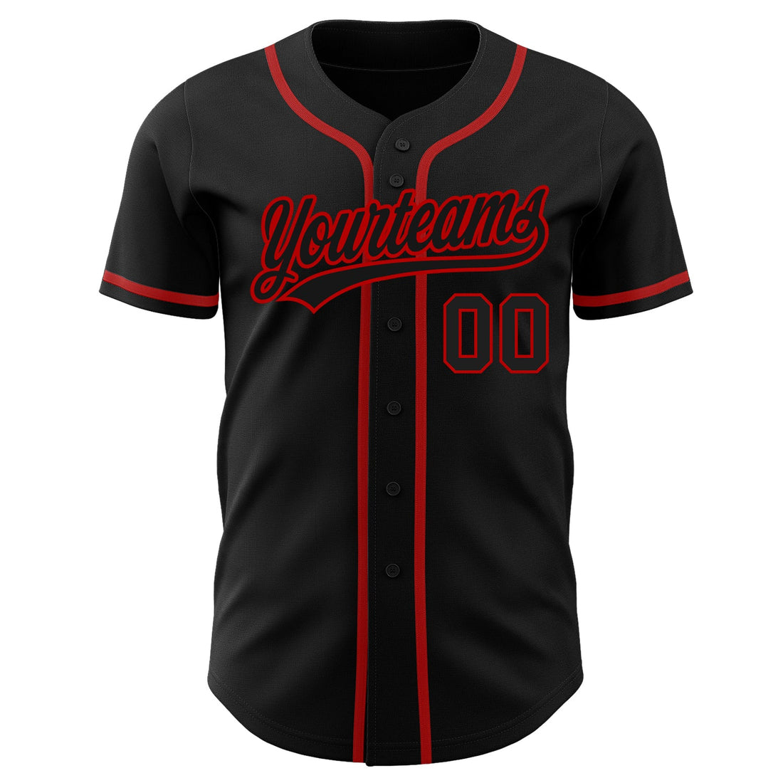 Custom Black Black-Red Authentic Baseball Jersey