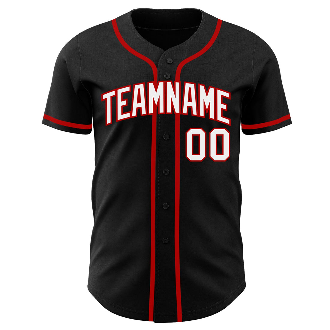 Custom Black White-Red Authentic Baseball Jersey