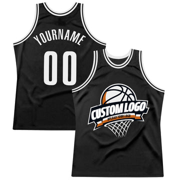 Custom Black White Authentic Throwback Basketball Jersey