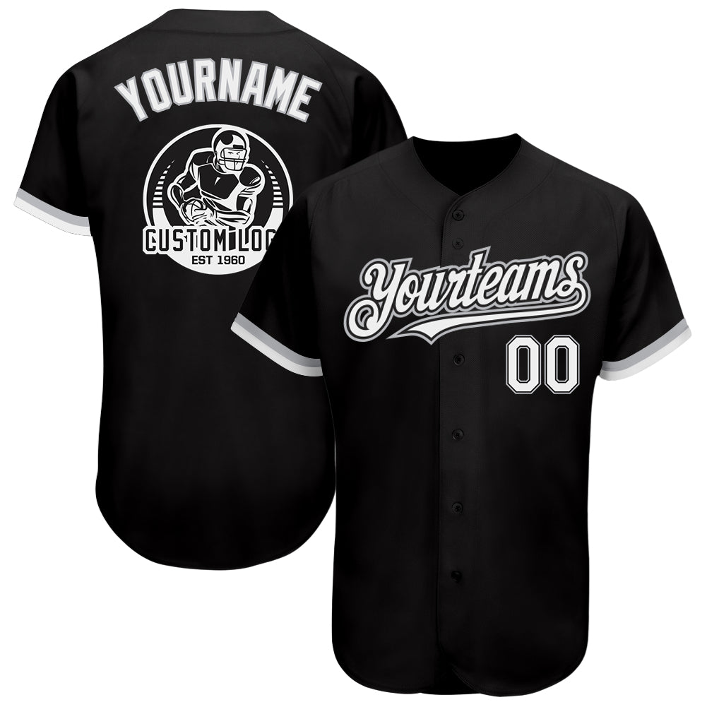 Custom Black White-Gray Authentic Baseball Jersey