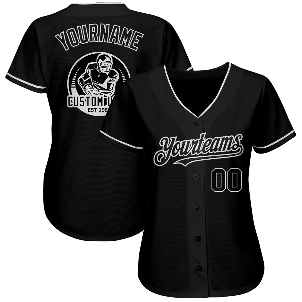 Custom Black White Authentic Baseball Jersey