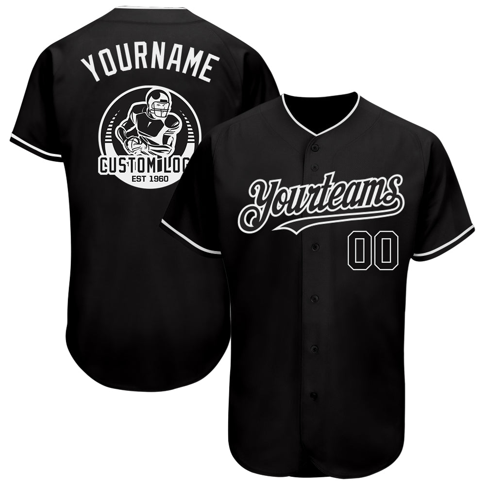 Custom Black White Authentic Baseball Jersey