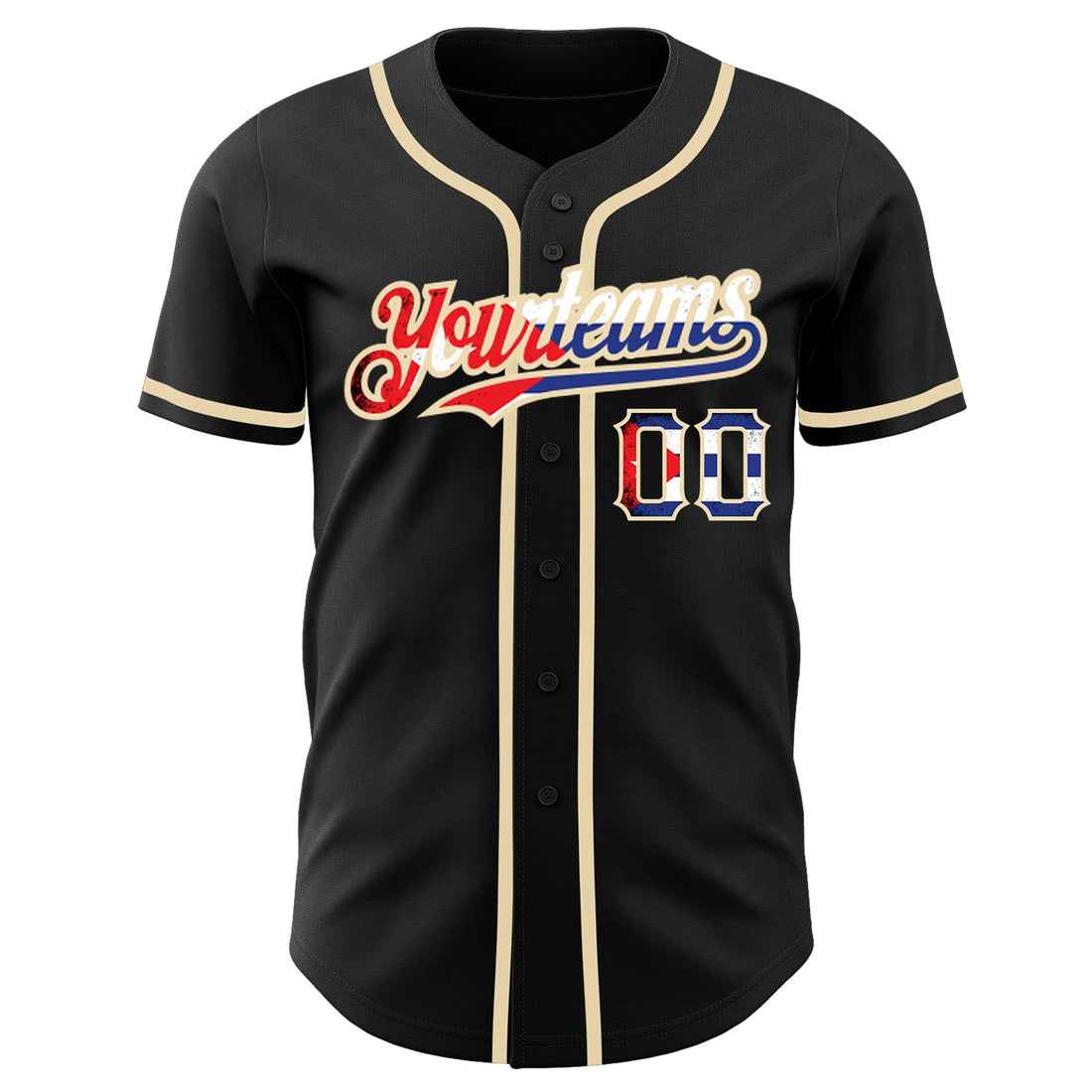 Custom Black Vintage Cuban Flag-City Cream Authentic Baseball Jersey